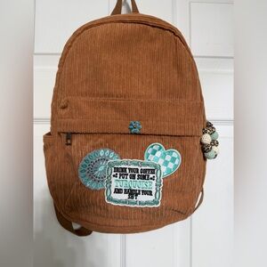 Custom small Corduroy Brown Backpack